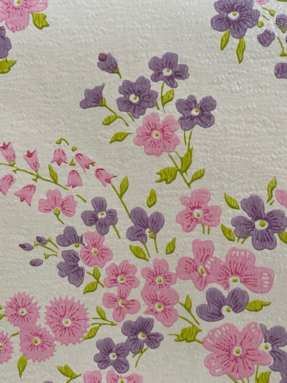 Vintage Pink and Lavender Floral Wallpaper Accent